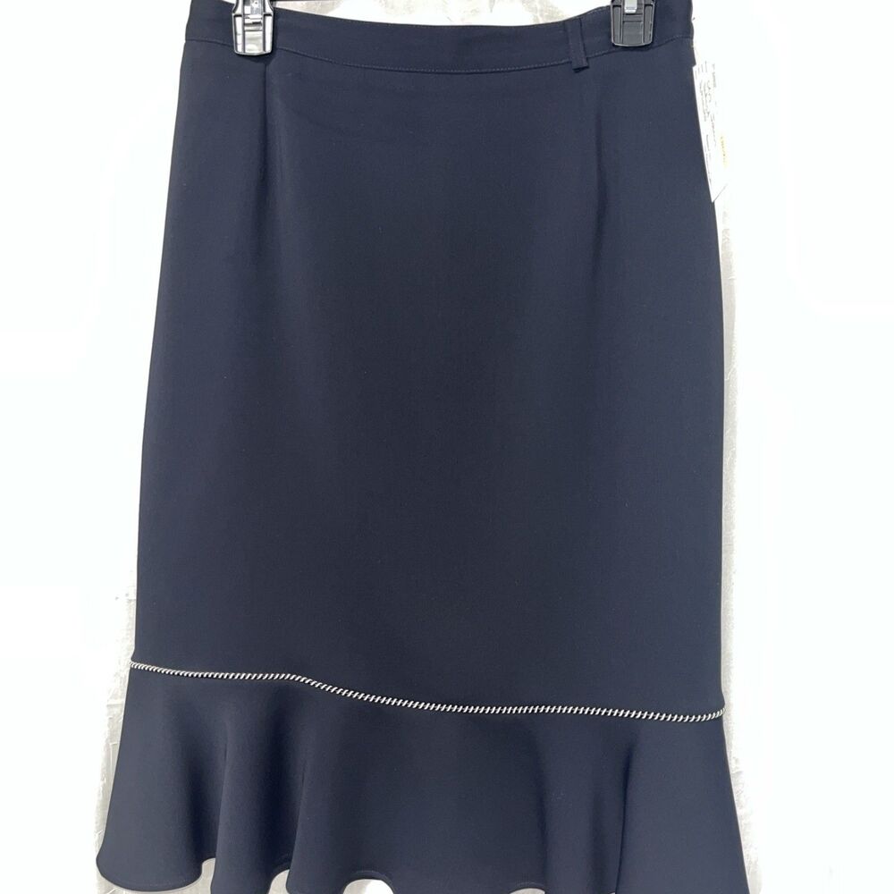 Un Jour Ailleurs Paris Navy Blue Ruffled Fully Lined Skirt Size 40 / Small